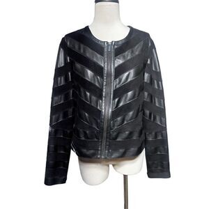 Bagatelle Vegan Suede Vegan Leather Long Sleeve Jacket Top Size  Large